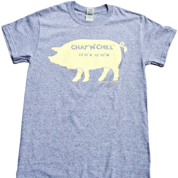 Chat 'N' Chill® Island Pig T-Shirt Grey
